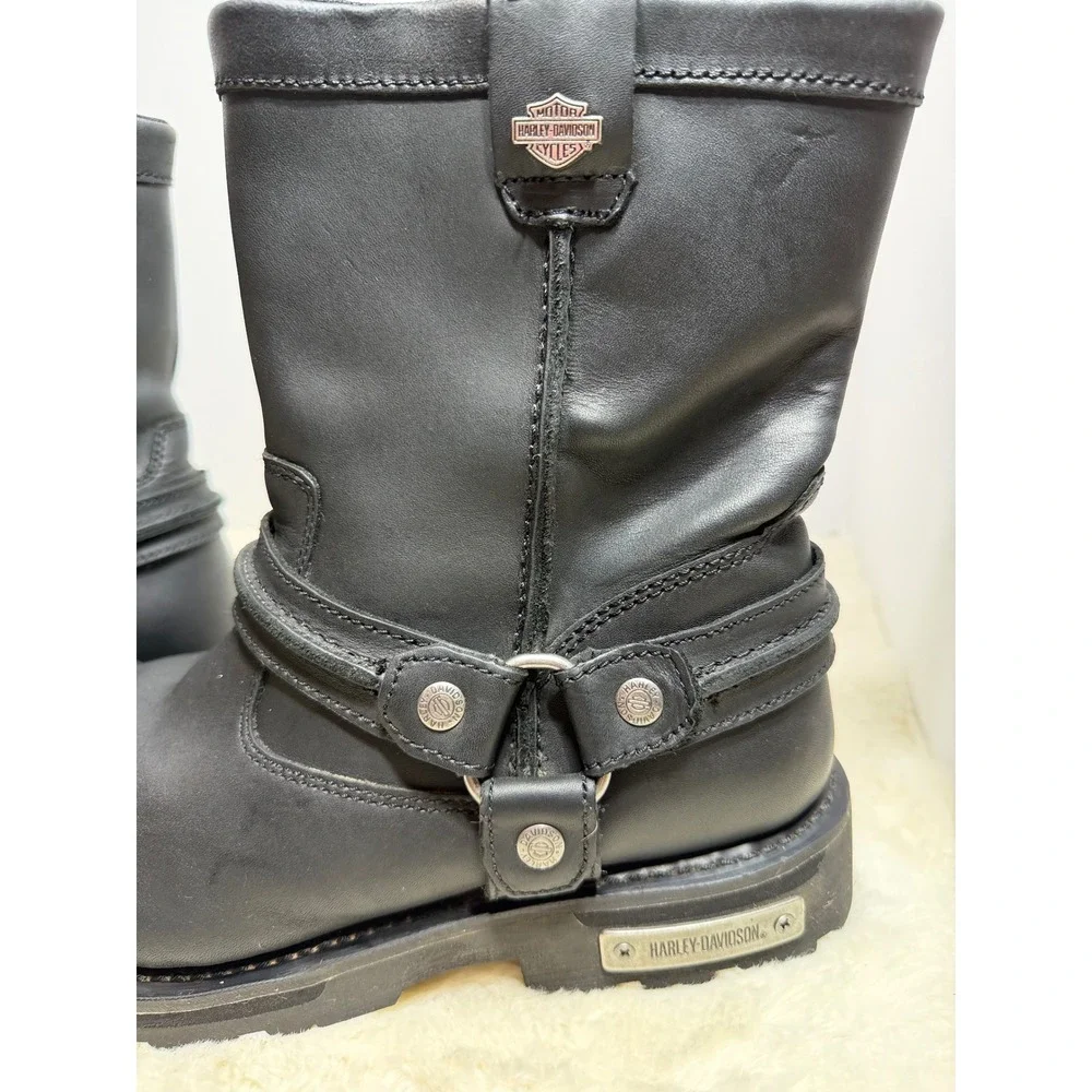 Harley Davidson Motorcycle Harness Boots Black Leather Mens 13M Biker Heavy Lug